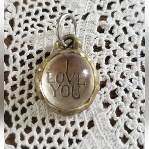 Waxing Poetic Insignia Glass Cabochon Brass I Love You